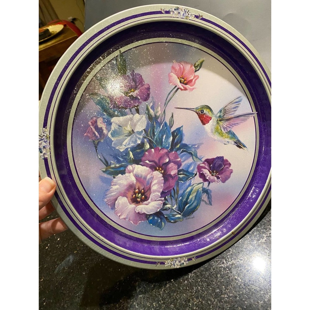 Vintage Giftco Inc. Metal Hummingbird and Floral Serving Tray